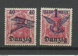 Germany Deutschland DANZIG 1920 Michel 50 & 52 MNH Luftpost Air Planes Flugzeug - Mint