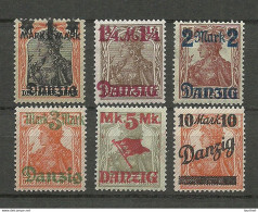 Germany Deutschland DANZIG 1920 Michel 26 - 31 MNH - Mint