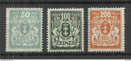 Germany Deutschland DANZIG 1923 Michel 139 & 141 - 142 * - Nuevos