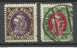 Germany Danzig 1921 Michel 53 & 55 */o Ship Der Schiff - Maritiem