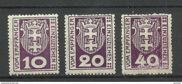 Germany Deutschland DANZIG 1921 Michel 1 - 3 Dienstmarken * - Postage Due