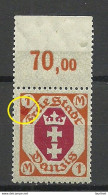Deutschland DANZIG 1921 Michel 83 MNH Abart ERROR Variety Red Spot On Stamp Picture - Mint