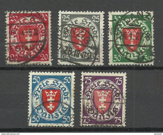 Danzig, 5 Wappenmarken, Coat Of Arms, O - Oblitérés