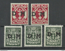 Germany DANZIG 1922/23 Michel 26 & 37, Lot 5 Stamps, * - Dienstmarken