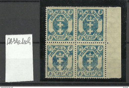 Deutschland DANZIG 1922 Michel 98 As 4-block Abart ERROR Set Off ABKLATSCH MNH - Mint