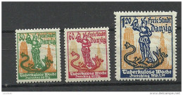 Deutschland DANZIG Gdansk 1921 Michel 90 - 92 * Tuberculosis - Neufs