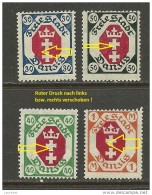 Deutschland DANZIG Gdansk 1921 Stadtwappe = 4 Marken Mit Abart Variety Swifted Red Print */(*) - Nuovi