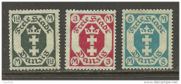 Deutschland DANZIG Gdansk 1922 Michel 103 - 105 * - Postfris