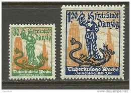 Deutschland DANZIG Gdansk 1921 Michel 90 & 92 * Tuberculosis - Nuevos