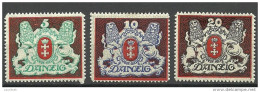 Deutschland DANZIG Gdansk 1921 Coat Of Arms Wappen Michel 87 - 89 * - Neufs