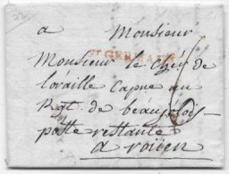 SEINE ET OISE  Lettre Marque  Postale Rouge ST GERMAIN Juin 1789 (seule Date Connue) Rare Indice 19 - 1701-1800: Precursores XVIII