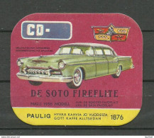FINLAND Paulig Coffee Collection Card De Soto Fireflite 1955 Auto Car Advertising Reklame Sammelkarte - Auto's