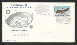 Mozambique Cachet Commémoratif Inauguration Stade Football Salazar 1968 Jeux Portugal Brèsil Soccer Stadium Game Brazil - Autres & Non Classés