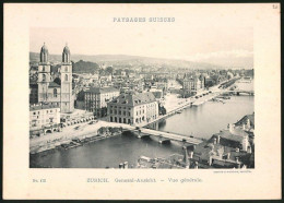Lichtdruck Phototypie Neuchatel Nr. 472, Ansicht Zürich, Stadtansicht Mit Kathedrale & Pferdebahn  - Lugares