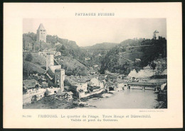 Lichtdruck Phototypie Neuchatel Nr. 2110, Ansicht Fribourg, Le Quartier De L'Auge, Tours Rouge Et Dürrenbühl  - Lieux