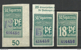 Germany Deutschland 50 Zigarren Gebührenmarken Taxe Tobacco Tax Tabak, 3 Different Steuerzeichen Tabaksteuer - Unused Stamps