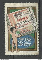 DENMARK Bogdanov Cigarettes Tobacco Advertising Poster Stamp (*) - Erinnofilia