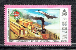 Centenaire De L'UPU : Train Postal Des USA Et Avion "Concorde" - Granada (...-1974)