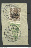 POLEN Poland 1915 Stadtpost Warschau Local Post Michel 8 Bisect/Halbierung Auf. Briefstück + Russich-Polen Mi. 1 - Occupazione 1914 – 18