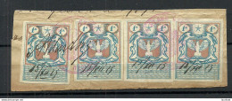 POLEN Poland Ca 1915 - 4 Documentary Tax Stempelmarken Revenue Oplata Stemplowa 1 M. O On Out Cut - Revenue Stamps