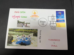 20-5-2024 (5 Z 37) Paris Olympic Games 2024 - Torch Relay (Etape 12 In Pau (canoe) (20-5-2024) With OLYMPIC Stamp - Eté 2024 : Paris