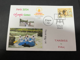 20-5-2024 (5 Z 37) Paris Olympic Games 2024 - Torch Relay (Etape 12 In Pau (canoe) (20-5-2024) With OZ Health Stamp - Sommer 2024: Paris