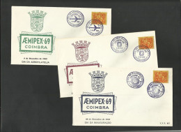 Portugal 7 Cachet Commémoratif  Expo Philatelique 1969 Aemipex 69 Coimbra Event Postmark Philatelic Expo - Sellados Mecánicos ( Publicitario)