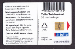 1996 Sweden  Phonecard › Sunflowers,30 Units,Col:SE-TEL-030-0202 - Zweden