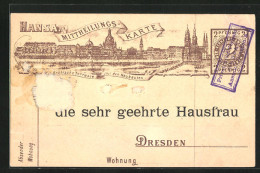 AK Hansa Mitteilungskarte, Private Stadtpost Dresden, 2 Pfg.  - Francobolli (rappresentazioni)