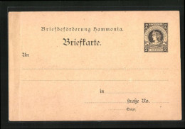 AK Briefkarte Briefbeförderung Hammonia, Private Stadtpost Hamburg, 2 Pfg.  - Briefmarken (Abbildungen)