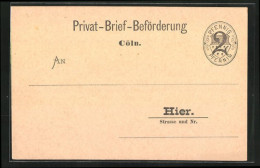 AK Köln, Privat-Brief-Beförderung, Private Stadtpost, 2 Pfg.  - Sellos (representaciones)