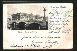 AK Berlin, Börse Und Friedrichsbrücke, Private Stadtpost  - Briefmarken (Abbildungen)