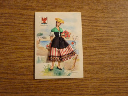 Carte Brodée "Comté De Nice"  - Jeune Femme Costume Brodé/Tissu- 10,5x15cm Env. - Bordados