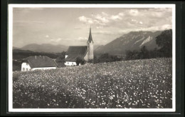 AK Aufham B. Bad Reichenhall, Ortspartie Mit Kirche Gegen Untersberg  - Bad Reichenhall