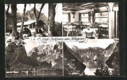AK Berchtesgaden, Café-Restaurant Seeklause Am Königssee, Innenansicht, St. Bartholomä Mit Watzmann  - Berchtesgaden