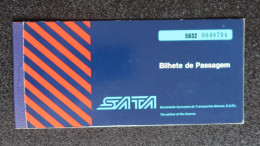 Billet Avion 1977 SATA Linha Aérea Dos Açores Portugal Azores Airlines Plane Ticket - Europa