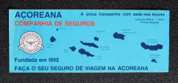 Billet Avion 1981 SATA Linha Aérea Dos Açores Portugal Azores Airlines Publicité Assurances Plane Ticket Pub Insurance - Europe