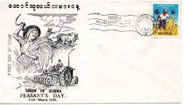 79021 - Burma - 1966 - 15p Tag Des Landwirts A FDC RANGOON - Landwirtschaft