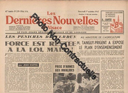Journal LES DERNIERES NOUVELLES D'ALSACE [No 229] Du 01/10/1947 - Autres & Non Classés