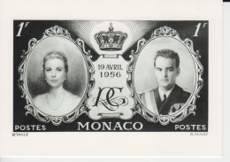 Monaco Prince Rainier 111 Et Grace Kelly 19 Avril 1956 Mariage  Copie Du Tonbre De 1F Maintenant En Carte Postale  2 - Royal Families