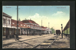 AK Szolnok, Vasuti Palyaudvar, Bahnhof  - Ungheria