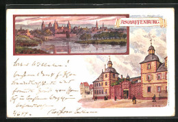 Künstler-AK Aschaffenburg, Haus Im Stadtkern, Panorama  - Aschaffenburg