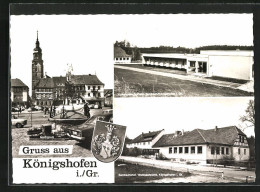 AK Königshofen I. Gr., Gasthaus Sambachshof, Volkshochschulheim, Marktplatz  - Bad Koenigshofen