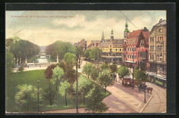 AK Düsseldorf, Königsallee Mit Stadtgraben Und Strassenbahn  - Tramways