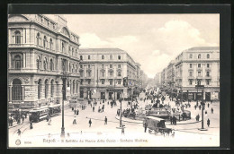 AK Napoli, Il Rettifilo Da Piazza Della Borsa, Fontana Medina, Strassenbahn  - Tram