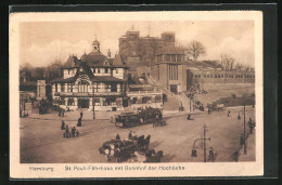 AK Hamburg, St. Pauli-Fährhaus Mit Bahnhof Der Hochbahn, Strassenbahn  - Tramways