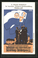 Künstler-AK Nürnberg, Jubiläums-Landes-Industrie-Gewerbe U. Kunstausstellung 1906, Drei Männer Mit Fahnen, Ganzsac  - Expositions