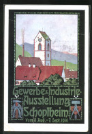 Künstler-AK Schopfheim, Gewerbe & Industrie-Ausstellung 1914, Teilansicht  - Exhibitions
