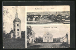 AK Dubenetz, Geschäftshaus Von P. Amler, Kirche, Ortsansicht  - Tchéquie