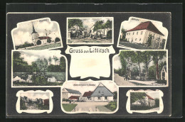 AK Littitsch, Albert Barthmanns Gasthof, Schule, Kirche  - República Checa